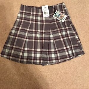 Purple and gray plaid skirt